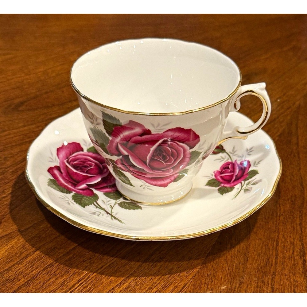 Royal Kent Bone China Cup & Saucer Set Floral Pink Rose White England